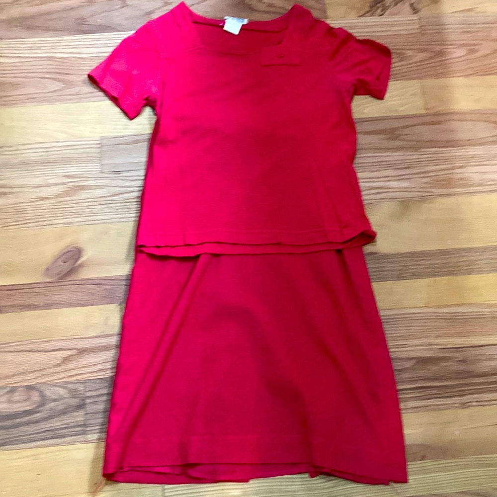 Mister Leonard Bright Red 3 Piece Skirt Set, Size 10 (tag missing).